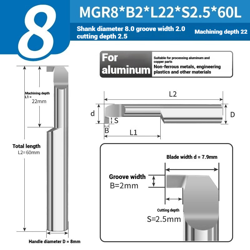 1135-CNC Small Bore Grooving Tool MGR Integral Tungsten Carbide Small Bore Hook Grooving Tool for Steel and Aluminum Internal Grooving Toolholder Shandong Denso Pricision Tools Co.,Ltd.